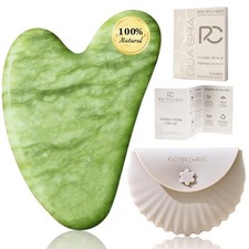 Rena Chris Gua Sha Facial Tools, Xiuyan Jade Stone Guasha Tool for Face Green