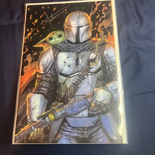 Star Wars Battle Damage Mandalorian #1 Virgin Signed By Tyler Kirkham With COA