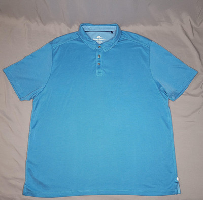 Tommy Bahama Polo Shirt Mens 2XL Blue Athletic Performance TENCEL Modal Golf