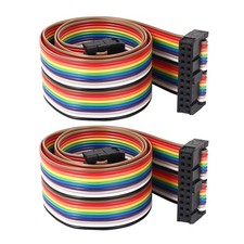50cm 20 Pin 20 Way F/F Connector IDC Flat Rainbow Color Ribbon Cable 2pcs
