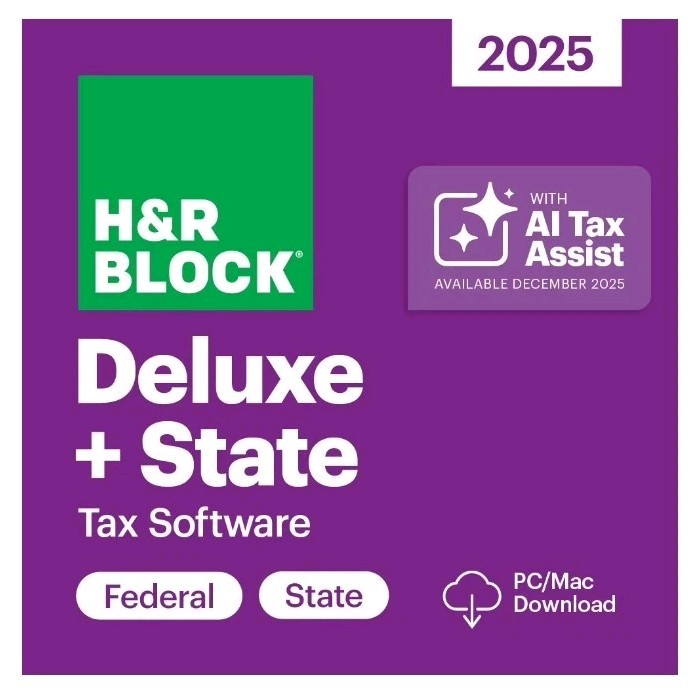 H&Amp;R Block Deluxe &Amp; State 2025 Tax Software 5 Fed E-File(Sent By Ebay Chat)Pc/Mac