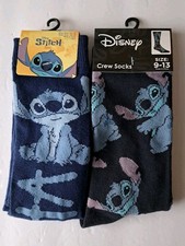 Disney Lilo and Stitch Crew Socks Lot Set of 2 Pairs Size 9-13