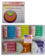 CHOOSE SIZE---Snap-On Magnetic Hair Roller Curler Plastic---R129~R135