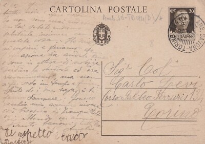 7950-AMBULANTE SAVONA-TORINO 184 (D), AL COL.o CARLO LEVI IN TORINO, 1938
