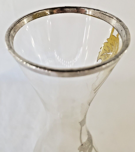 Vaso Bud Vetro Trasparente Argento Foglia Sovrapposizione 10” Shabby Chic Foglie Floreali - Foto 13 di 24