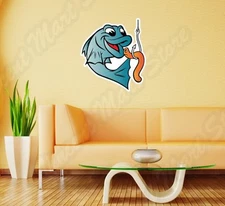 Fisherman Fish Fishing Worm Bite Hook Wall Sticker Room Interior Decor 20"X25"