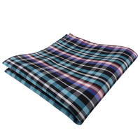 Tigertie Einstecktuch TüRkis Orange Blau Schwarz Silber Kariert - Tuch Polyester