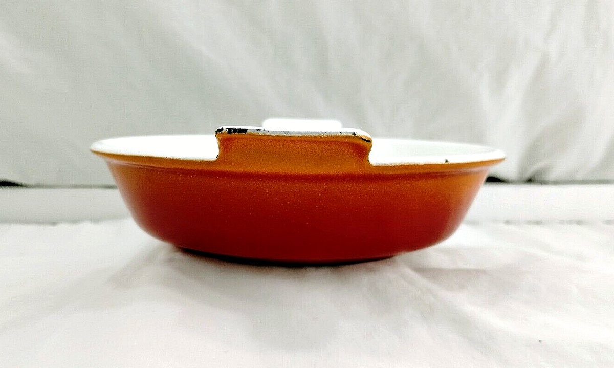 Vintage Belgium DESCOWARE Casserole Cocotte Dish 18 Flame Orange