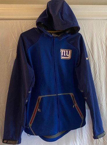 Nike New York Giants Fußball Hoodie Herren klein blau Fleece gefüttert Logo durchgehender Reißverschluss - Bild 2 von 7
