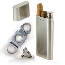 Perfect Pregame Cigar Flask Gift Set W/Cigar Cutter & Funnel Great Gift For Men