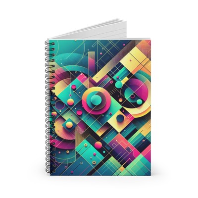 Spiral Notebook Ruled Line Abstract Design with Shapes Design 1