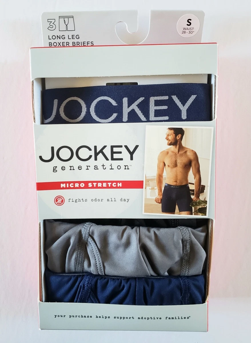 Jockey Generation Men's Micro Stretch Long Leg Boxer Briefs 3 Pairs Small  28/30