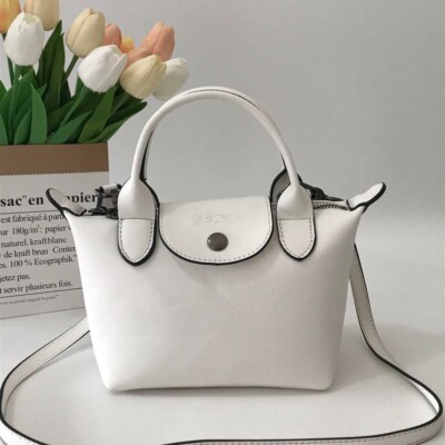 Longchamp Le Pliage Cuir XS Mini Leather Shoulder Bag white