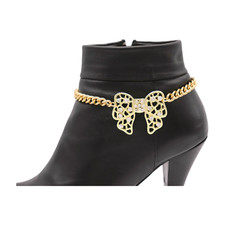 Women Gold Boot Chain Bracelet Western Shoe Anklet Bow Tie Gift Present Charm