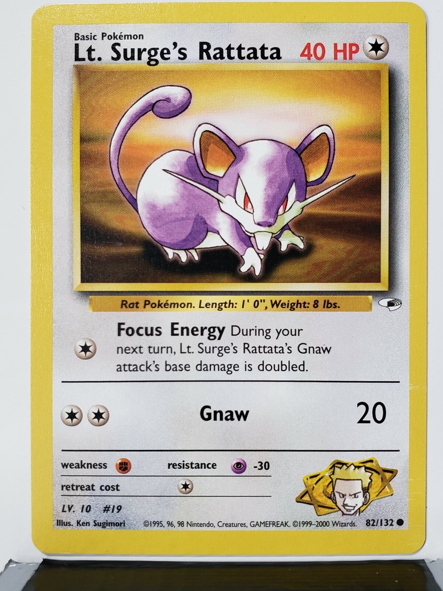 Lt. Surge's Rattata 82/132 - VLP / NM - Gym Heroes Pokemon Card $2