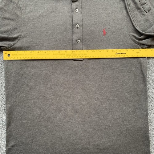 POLO Ralph Lauren Men's Cotton Gray Long Sleeve 1/4 Button Up Polo Size M - Picture 3 of 5