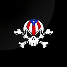 Puerto Rico Skull Vinyl Die Cut Car Decal Sticker 5.75" w Puerto Rico Flag 4