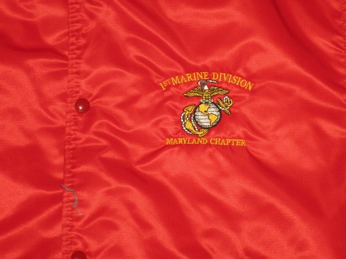 NICE MENS XL 1ST MARINE DIVISION USMC MARINE JACKET MARYLAND SATIN JACKET USA * - Picture 6 of 8
