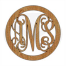 Custom Wooden Monogram, Round, Unfinished, Initials, Laser Cut, Various Sizes
