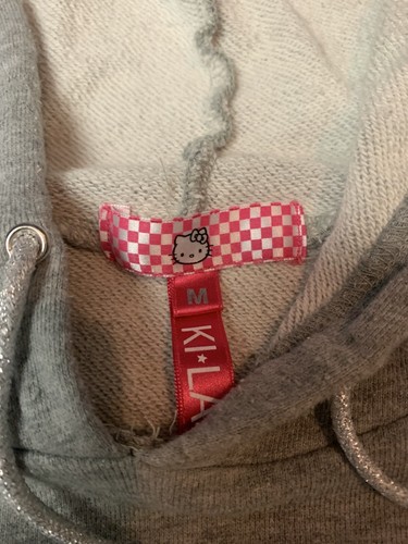 Ki La Ra Hello Kitty Gray Hooded Sweatshirt Size Medium* Queen Of ki-la-ra RARE - Picture 4 of 8