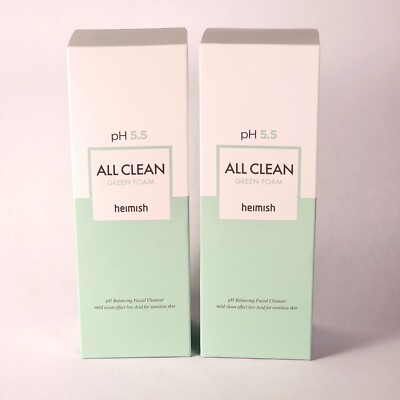 Pack of 2 Heimish All Clean Green Foam ph Balancing Facial Cleanser 150g NEW