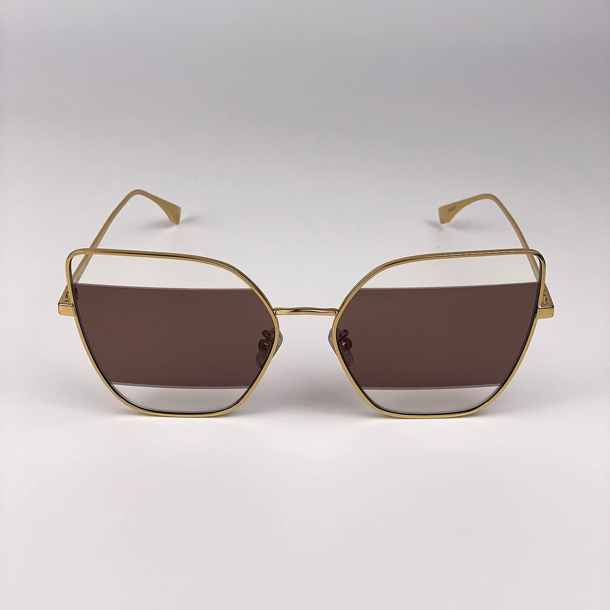 Authentic Fendi FF 0017/S Cat Eye Sunglasses Gold Metal Brown Lenses FENDI FF 0177 S EYESHINE 001 (OJ) YELL G 55 | SUNGLASSES  main image 2