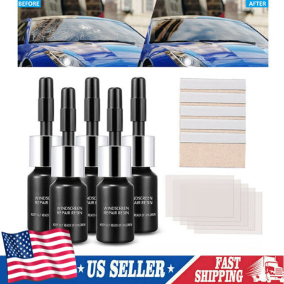 5PCS/Set Auto Glass Nano Repair Fluid Car Windshield Resin Crack Tool Kit US