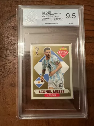 FIFA WORLD CUP QATAR # LIONEL MESSI MINT+ LEGEND - GOLD - Adesivo extra PGS 9,5