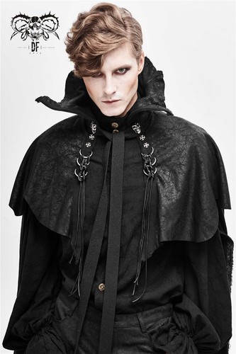 Gothic Men Cloak Coats Overcoat Stand Collar Trench Vampire Knight Jackets Cape - Picture 6 of 23