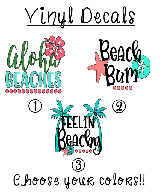Beach 3" Vinyl Decal Sticker for Car, Tumbler, Cup, Wine Glass, Water