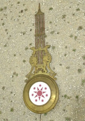 ANCIEN BALANCIER HORLOGE PENDULE COMTOISE CENTRE ETOILES EMAILLEES LYRE OISEAUX - Photo 1/4