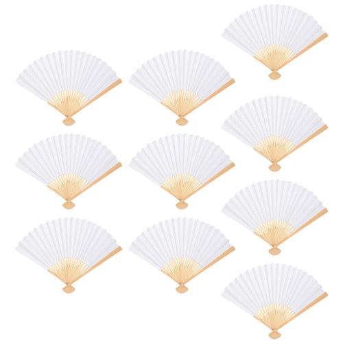 6/10/20 Pcs White Paper Hand Fan Chinese Handheld Fan DIY Blank Paper Fan - Picture 4 of 14