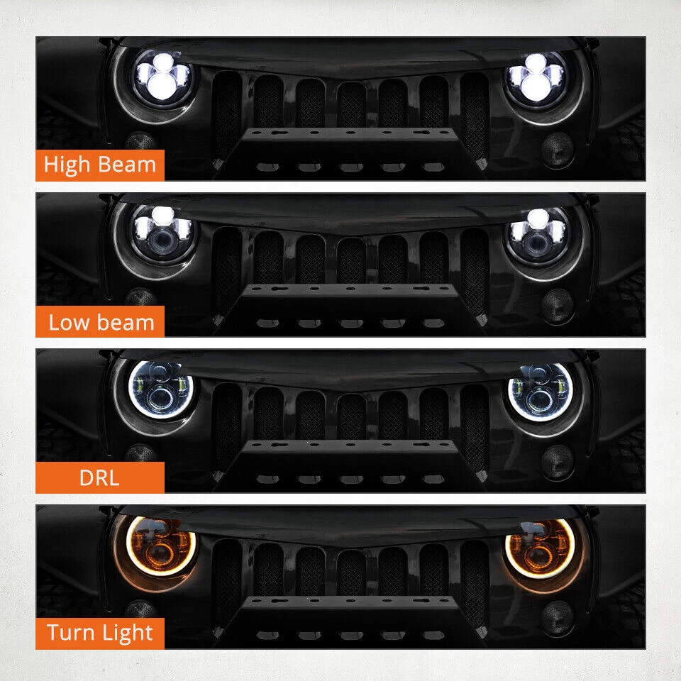 Faros LED redondos DRL proyector luz para Jeep Patriot 2008-2016 de 7 pulgadas Foto 2 de 4