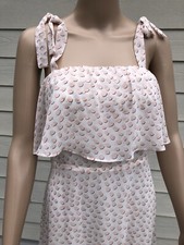 NWOT Express Small Pink & White Polka Dot Sheer Lined Ruffle Sleeveless Dress