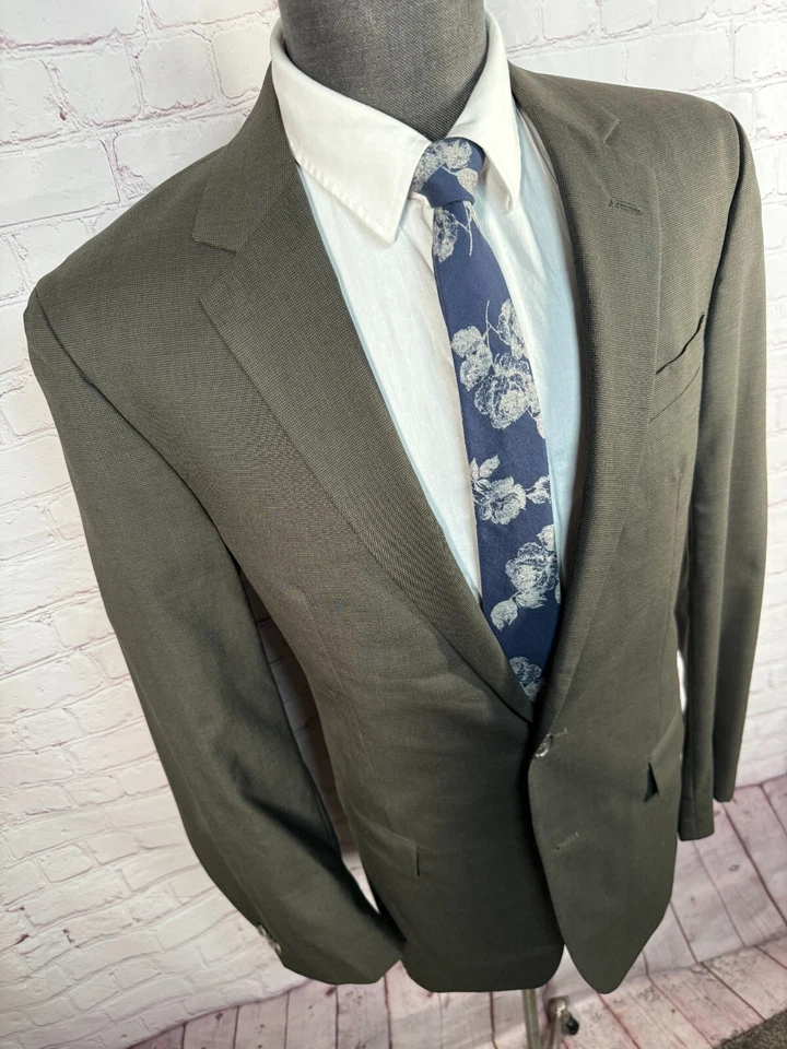 KENNETH COLE Hombres Marrón Lana ATHLETIC FIT Traje Abrigo Deportivo Blazer Chaqueta 42L Foto 3 de 4