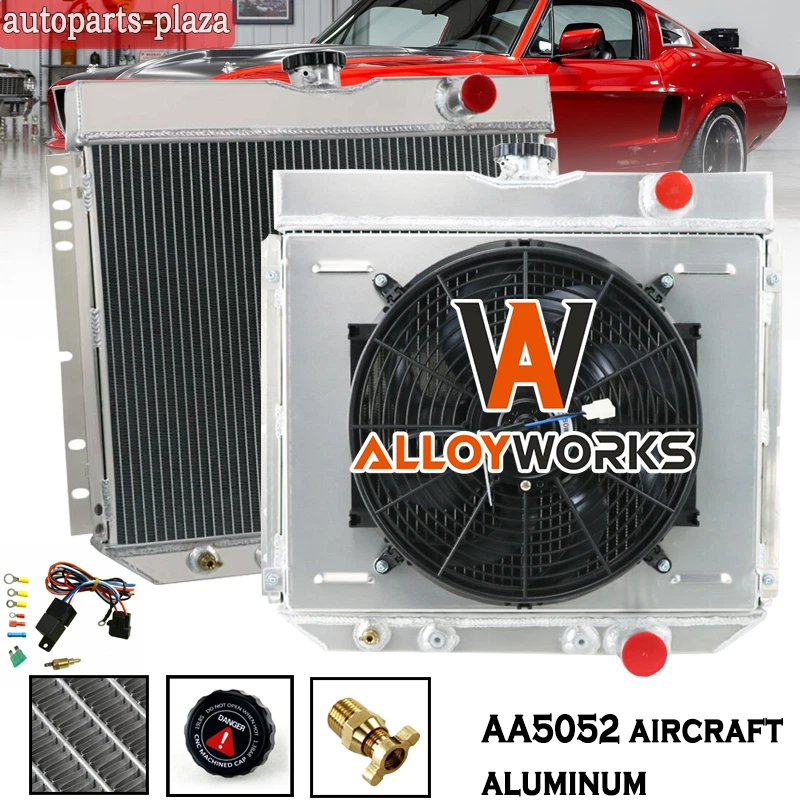 3Row Radiator Shroud Fan+Relay Fits 1966-1970 FORD Mustang Falcon/63-69 Fairlane Foto 2 de 4