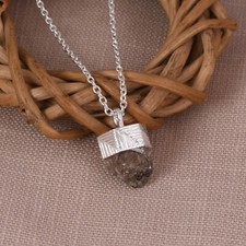 Pretty Womens Necklace Textured Design Sterling Silver Herkimer Diamond For Gift