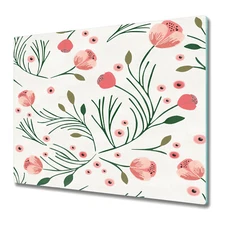 Tempered Glass Worktop Saver Vintage Peony Floral Floral 60x52