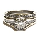 14k white gold 1.23ct princess diamond halo engagement ring wedding band 7.1g  — photo 1