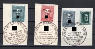 Sudetenland Maffersdorf MiNr. 134-136 einwandfrei gestempelt, Signatur u. Attest - Bild 1 von 2