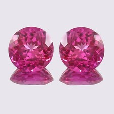 Natural Ceylon Pink Sapphire Loose Round Cut Matched Pair Gemstone 11x11 MM