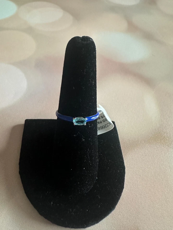 Colección BN EFFY Topacio Azul: 1/4 ct. t.w. Anillo solitario esmaltado y talla US 7 Foto 4 de 4