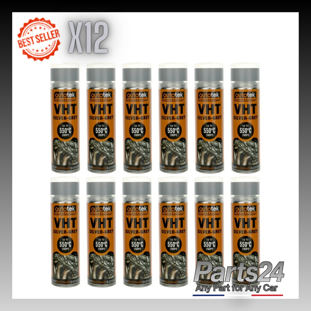 12x Autotek Vht Paint Silver Grey 500ml ATOVHTSG500 Car Spray Paint Aerosol
