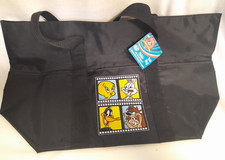Vintage Looney Tunes Large Black Tote Bag Emb...