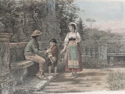 1850 Ca. Antike Gravur Auf Stahl Roma Villa Borghese, 1