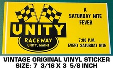 UNITY RACEWAY - VINTAGE ORIGINAL VINYL DECAL STICKER - MAINE - RACING