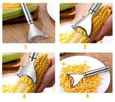 Stainless Steel Corn Cob Peeler Stripper Remover Kitchen Cutter Thresher Tool 