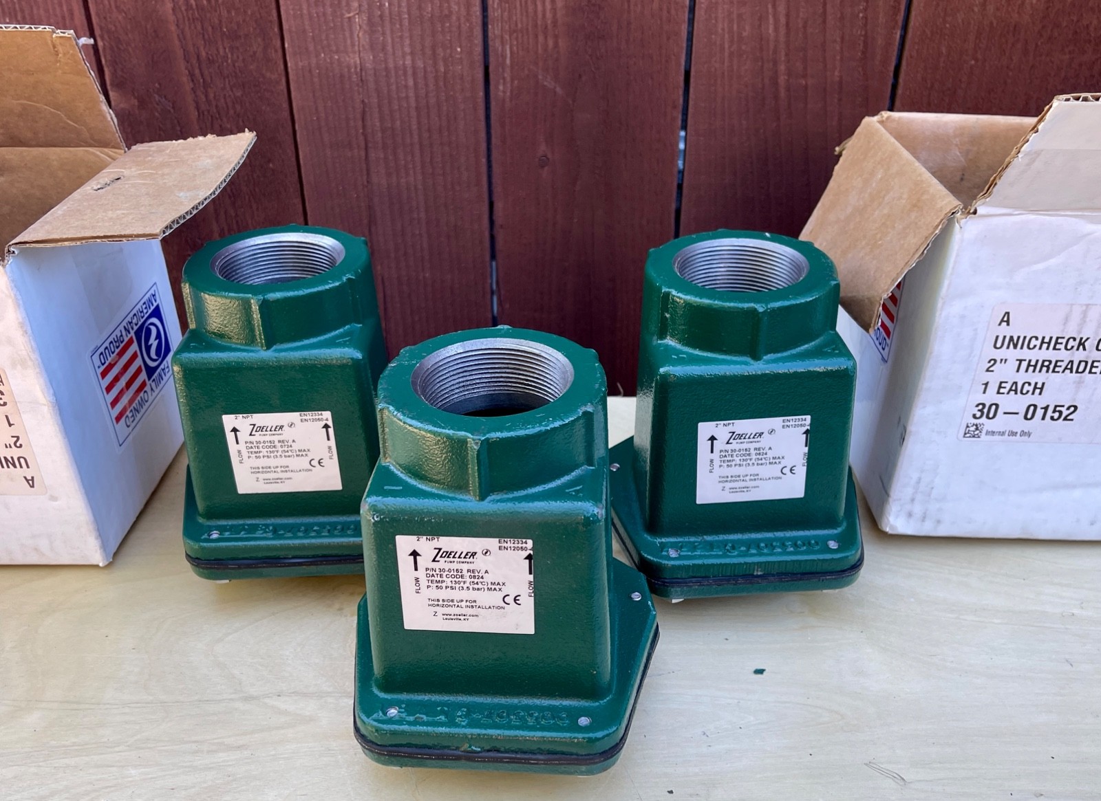 Zoeller 30-0152 2" plumbing Fnpt Cast Iron Full Flow Check Valve Lot of 3