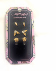 Ed Hardy Earring Set, Gold Tone, Clear Crystal Studs, Set of 3 Pairs — photo 1