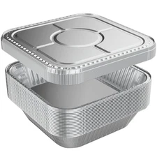 WANBAO 20 Pack Foil Pans with Lids 8 X 8 Inch Disposable Aluminum T... Fast Ship
